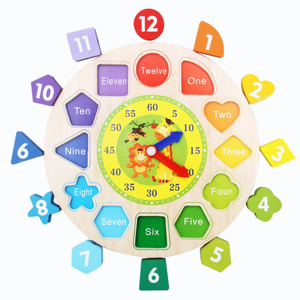 Деревянные формы цвета сортировки часы резьба Бисер для игр Обучающие Детские игрушки Цифровой Геометрии Обучающие сортировки гнездовые игрушки