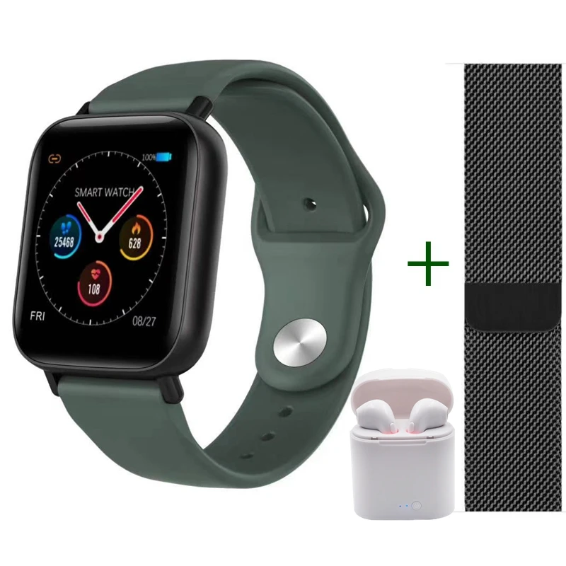 Q10 Смарт часы PK P70 P80 iwo 8 lite фитнес-трекер для измерения сердечного ритма группа для мужчин и женщин полный сенсорный экран IP67 Водонепроницаемый Smartwatch - Цвет: green add gift