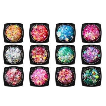 

12 Boxes Holographic Self-Adhesive Body Glitter -Eye Shadow- Face Body Eye Hair Nail Festival Chunky Glitter Cosmetic - Differen