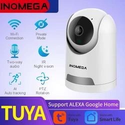 Inqmega wifi câmera de vigilância 1080p ai movimento de rastreamento de segurança em dois sentidos voz impermeável cctv apoio alexa google