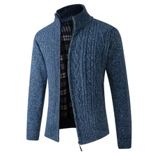 

Mens Cardigan Zipper Sweater Knitted Warm Cable Crochet Winter Jacket Men Clothing