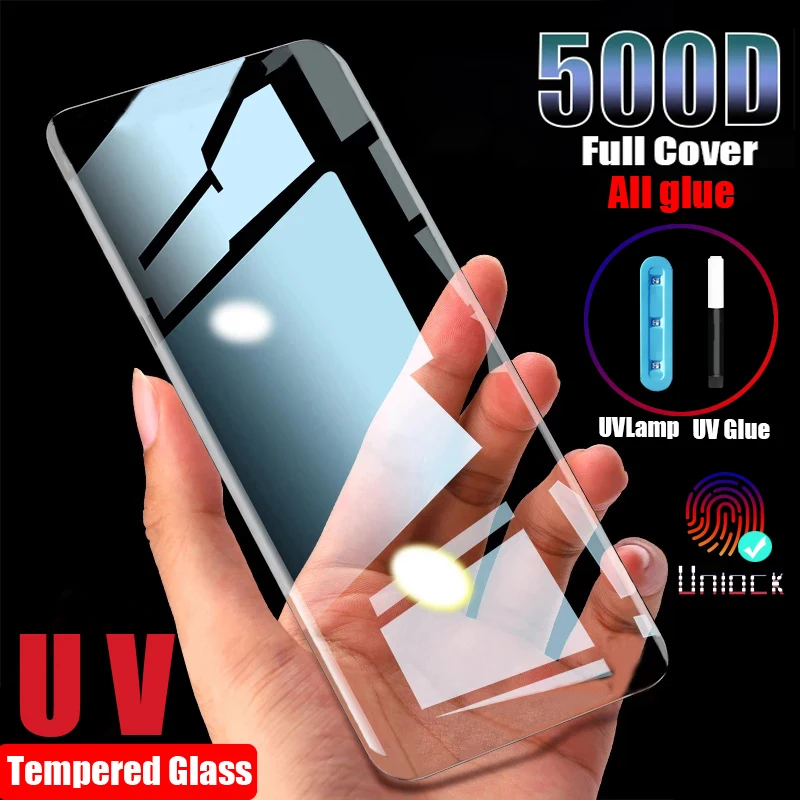 UV Tempered Glass For Samsung Galaxy S10 Plus S9 S8 Screen Protector on S20 S21 Ultra S10e Note 20 9 8 10 e S 5g Protective D | Мобильные