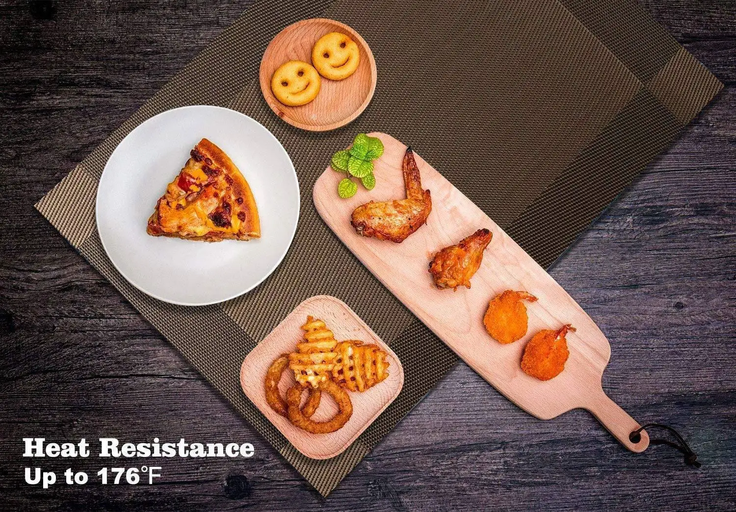 Placemats and Coasters Table Placemats,Set of 6 Placemats,Heat Resistant Heat Insulation Non-slip Washable Dinner Mats (Coffee)
