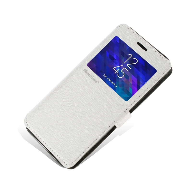 PU Leather Phone Case For Xiaomi Redmi Note 8T Flip Case For Redmi Note 8T View Window Book Case Soft TPU Silicone Back Cover - Color: White