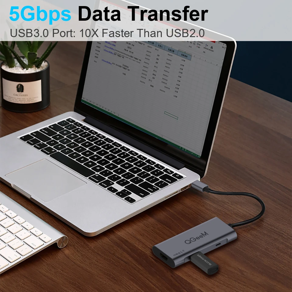QGeeM USB C Hub для Macbook Pro 3 порта Type 0 с HDMI Huawei Matebook iPad разветвитель док станция OTG