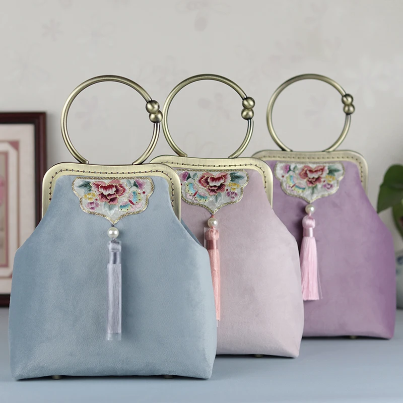

Hanfu Handbag Qipao Handbags Chinese Style Vintage Print Cheongsams Shoulder Crossbody Bags For Women Purses Shell Phone Bag