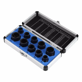 

10pcs/Set Damaged Bolts Nuts Screws Remover Extractor Removal Tools Set Threading Tool Kit Black Nuts _WK