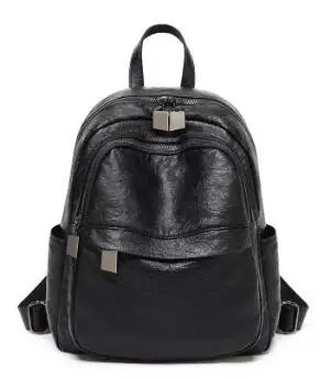 Женская Повседневная сумка на плечо из натуральной кожи, женский рюкзак из вощеной кожи, дорожная сумка, Mochila Feminina, рюкзак C1136 - Цвет: Черный