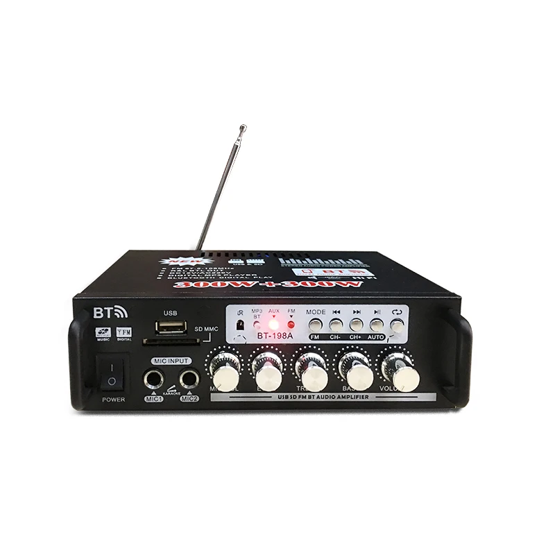 

ABKT-600W Audio Power Amplifier with US Plug for Home Theater/Car 2CH Mini HIFI Bluetooth Digital Audio Amp