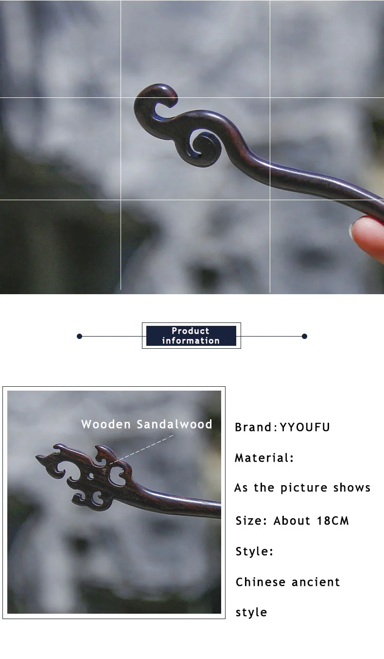 YYOUFU 16 Styles Red Sandalwood Hair Pins Hair Sticks Wood Animal Cloud Wave Hairpins Headpiece Women Headwear Hair Accessories