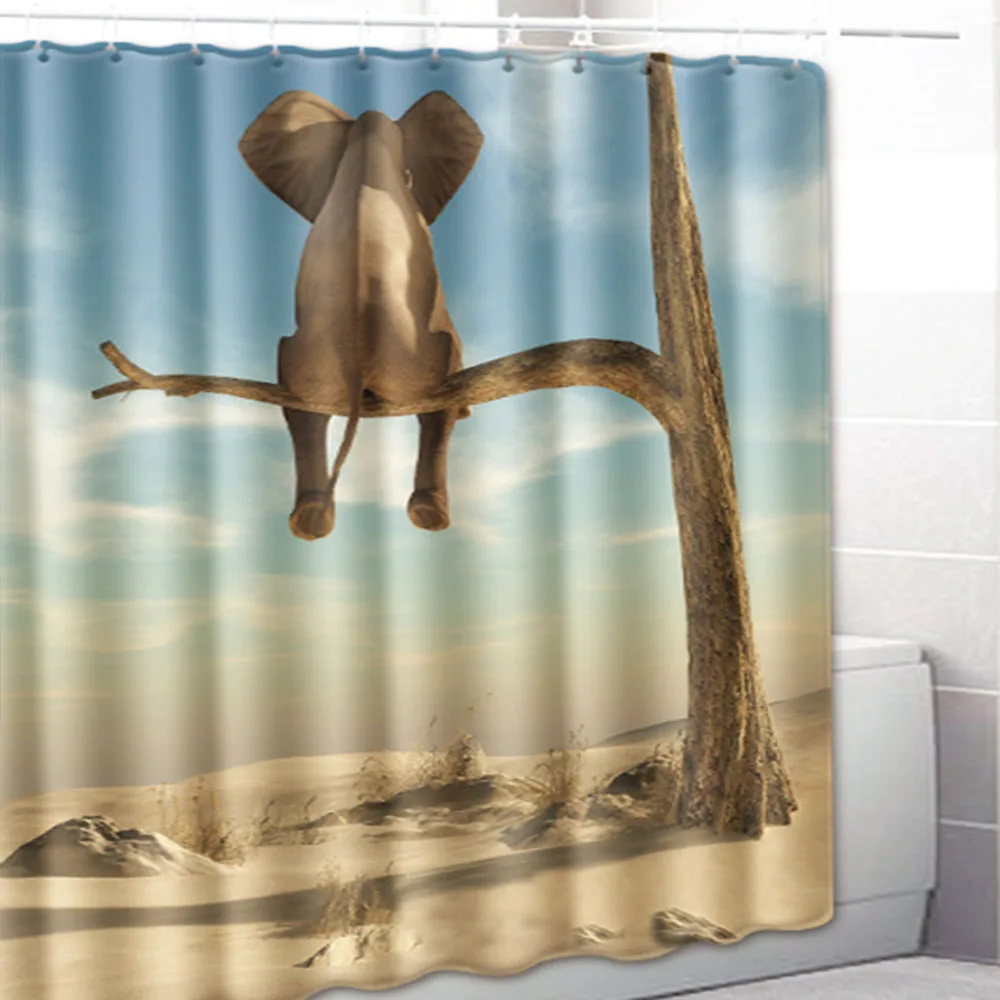 Home Decorative Shower Curtain 3D Elephant Pattern Bathroom Decor Curtains Cartoon Shower curtains With Hooks Bathroom Curtain - Цвет: 1pc shower curtain