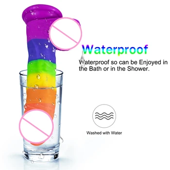 Super Realistic Silicone Rainbow Dildo Huge Anal Penis Gode Suction Cup Sextoys Female Masturbation Faloimitator Products Dick 4