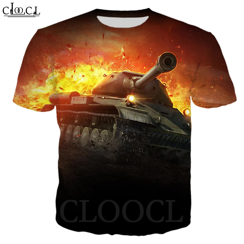 Футболка CLOOCL с 3D принтом игры World Of Tanks Модный летний пуловер Повседневная