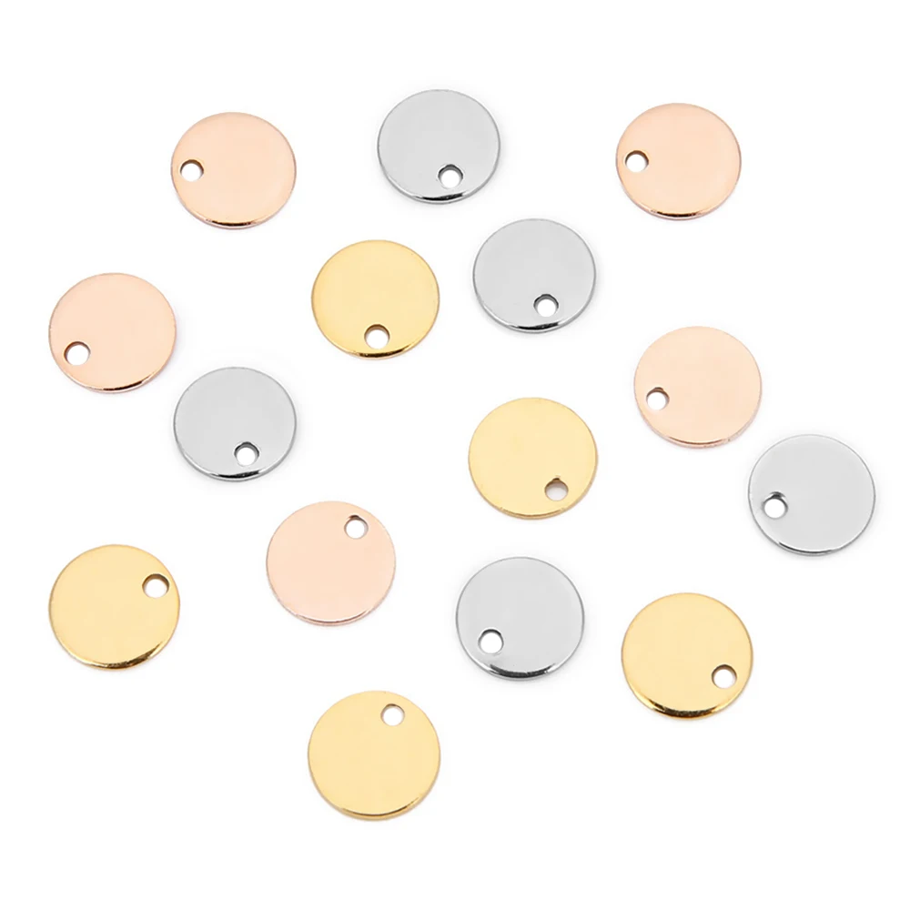 

50Pcs/Lot Stainless Steel 6mm 8mm 10mm 12mm Blank Tags DIY For Jewelry Making Round Charms Pendant Wholesale