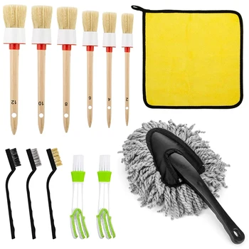 

Car Beauty Brush Set Detail Brush Wire Brush Car Air Conditioner Brush Car Dust Brush Car Hand Towel 13 PCS