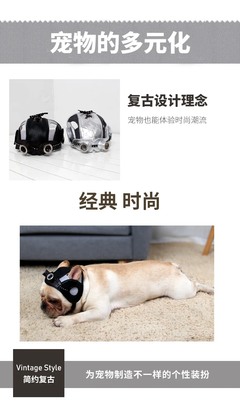Ji zekee Pet Supplies Hat Factory Party Costume Retro Pilots Black Hat Nursing Dew Ear Silver Dog Cap
