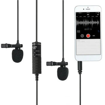 

2Pcs Lavalier Microphone Rechargeable Omnidirectional Condenser Clip-on Mic with LED Indicator for Recording Vlog for Live Teach