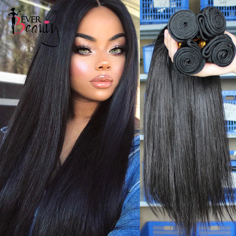 Extensiones de cabello humano brasileño liso, mechones Ever Beauty, Natural, negro, virgen|beautiful extensions|beautiful bundlesbeauty hair - AliExpress