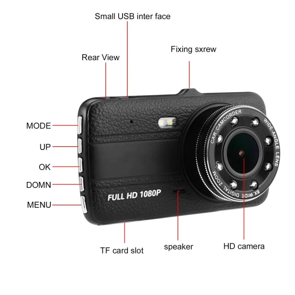 4 дюйма G-sensor 140 градусов широкоугольная HD Видеорегистраторы для автомобилей вождения Регистраторы видеокамера