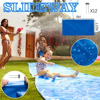 

6X1.2M Garden Mega Sized Slideway Waterslide Backyard Lawn Water Slide Backyard Waterslide Slip On Slide Jumbo Water Slides#C4