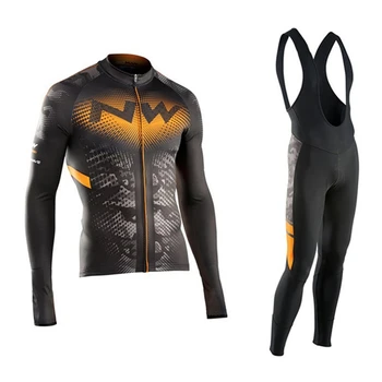 

NW new men clothing 2019 winter fleece cycling maillot mtb sport long sleeve set ciclismo cycling long jersey set bib trousers