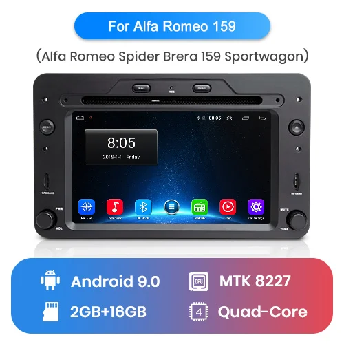 Junsun 4G+ 64G Android 9,0 DSP для Alfa Romeo 159 Паук автомобильный Радио мультимедийный плеер стерео gps навигация Carplay 1 din DVD - Цвет: 2GB - 16GB