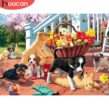 

HUACAN Diamond Painting Full Square/Round Dog Diamond Embroidery Animal Home Decor Gift Diamond Art