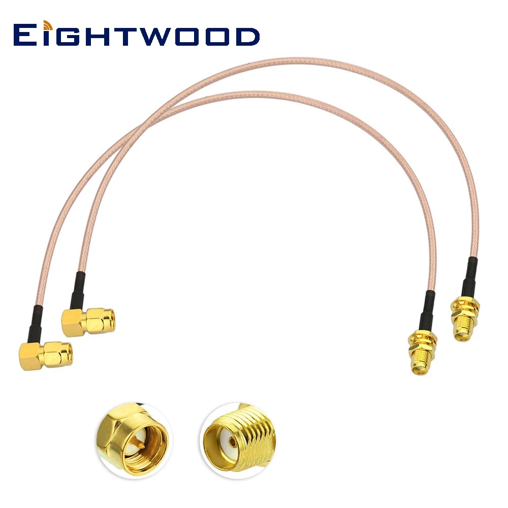 Eightwood 2 шт. РЧ коаксиальный кабель в сборке адаптер SMA Jack Female to штекер правый угол