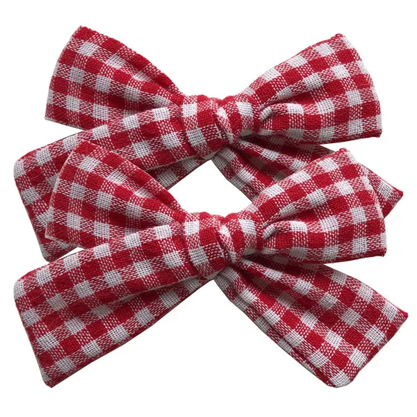 Plaid-250 BEILARRY, 2 шт., 4-дюймовые зажимы из хлопчатобумажной ткани с бантиком для маленьких девочек, заколки для волос с бантиком, заколки, заколки для волос, головные уборы, аксессуары для волос - Цвет: Plaid-250