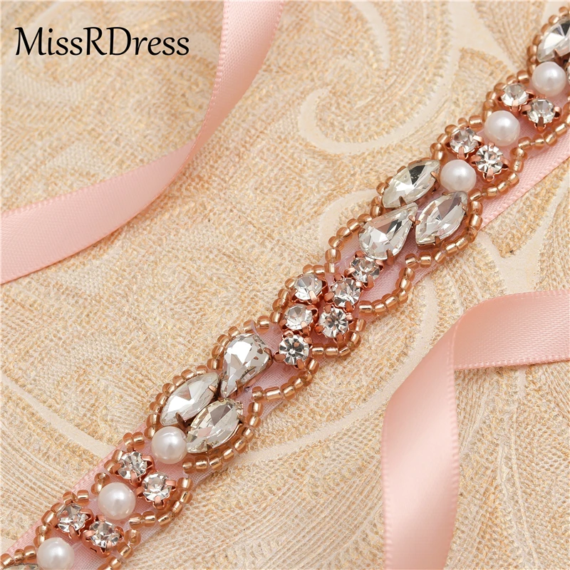 MissRDress свадебный пояс, расшитый бисером стразы, пояс для свадебного платья, серебро, золото, хрусталь, пояс для свадебного платья JK883