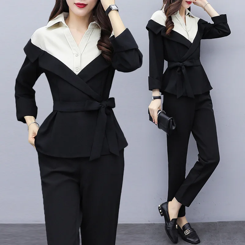 

2020 Spring Clothing New Style Korean-style Large Size Dress Fat Mm Fashion Plus-sized Mixed Colors Slimming by Age Two-Piece Se