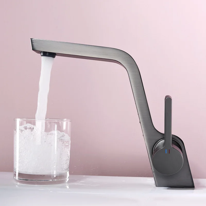 

Newest Fashion Design Brass Bathroom sink faucet Black/Gun Gray Basin mixer Tap One handle One hole High Quality Modern Faucet
