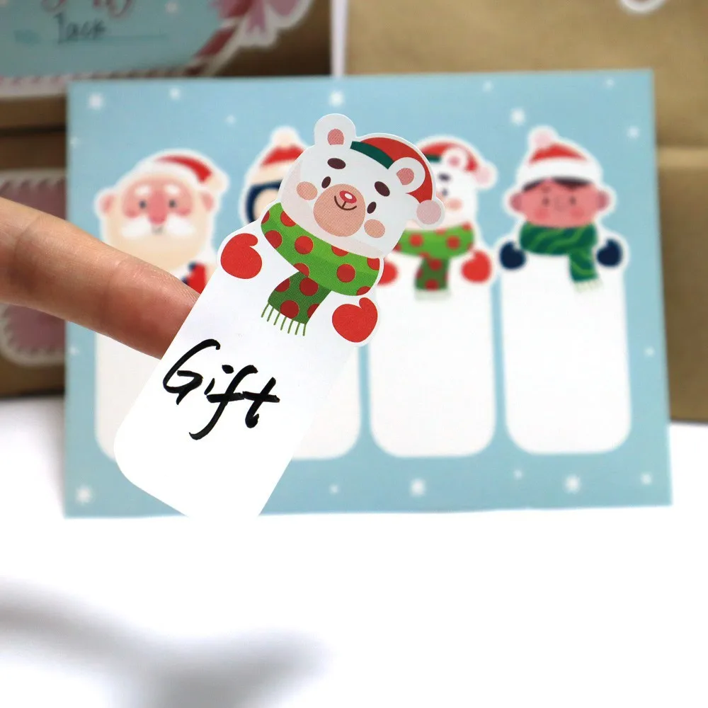 20-80Pcs Fashion Cartoon Cute Merry Christmas Stickers Labels For Gift Decorative Package Wrapping Gift Box 7*2.5CM
