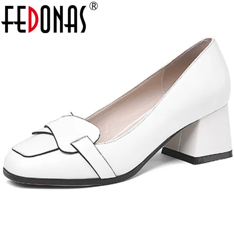 

FEDONAS New Arrival Women High Heels Pumps Butterfly Knot Round Toe 2020 Shoes Spring Summer Genuine Leather Basic Shoes Woman