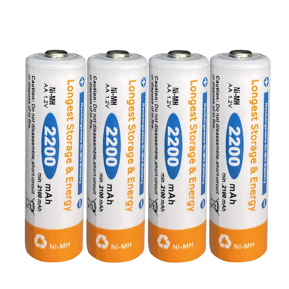 

analong 4pcs aa battery rechargeable 2200mah ni-mh 1.2v 2a batteries nimh for calculator