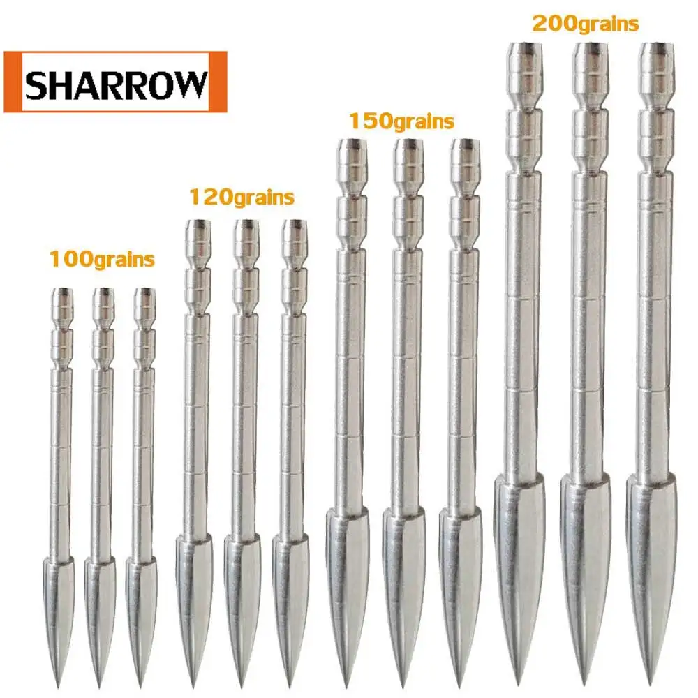 SHARROW 12pcs Archery Insert Broadheads 100/120/150/200 Grains ID 4.2mm Carbon Arrow Shaft Arrowhead Arrow Tips Field Practice Arrow Point 