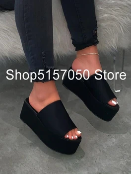 

Summer New 2020 Women High-heeled Flat Non-slip Beach Slippers Waterproof Platform Durable Sandals Outdoor Beach Flip Flop MS