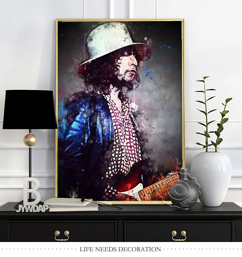 Rock Star Alvin Lee Dark Bg Alex Scolnick Vintage Bob Dylan Guitarist Neo-Expressionism Poster, Fashion Singer Home Wall Decor