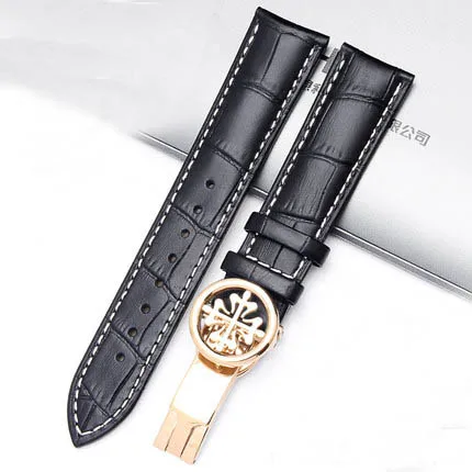 4 Golden Buckle BRETA подходит для patek philpe кожаный ремешок для часов pp Складной лук 19mm20mm21mm22mm мужской ремешок для часов - Цвет ремешка: 4 Golden Buckle