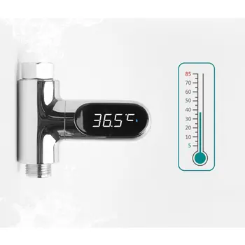 

LED Display Water Flow Temperature Meter Monitor Electricity Shower Thermometer 360 Degrees Rotation for Baby