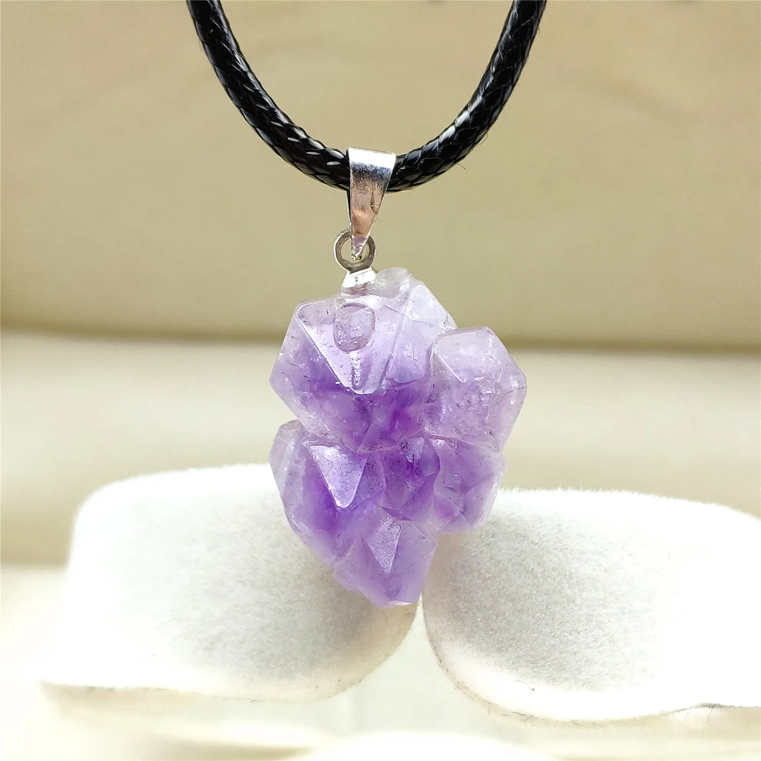 20x15mm Natural Lavender Amethyst Quartz Purple Raw Material Crystal Best Pendant Women Men Healing Stone AAAA
