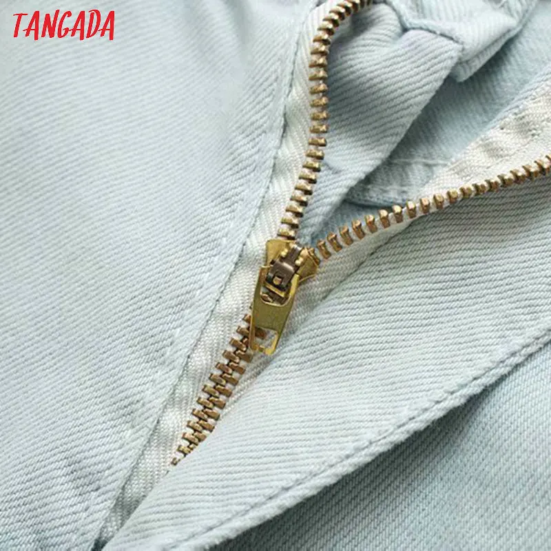 Tangada, женские шикарные джинсы-бананы, штаны, пуговицы, длинные брюки, карманы на молнии, свободные, повседневные, Женские джинсовые штаны 4M129