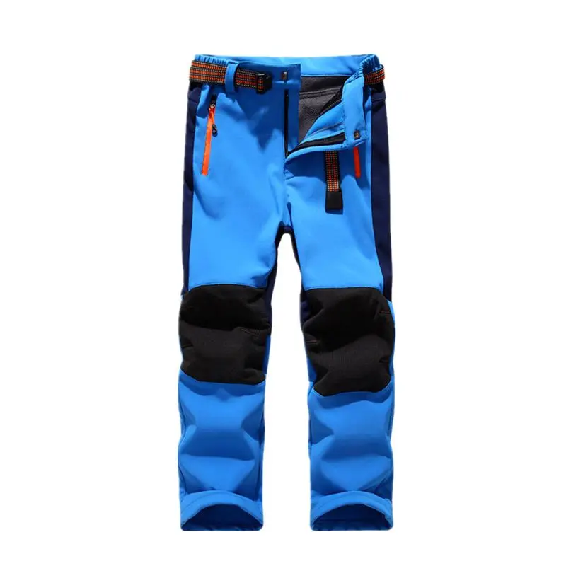 Детский теплый флис для походов, Брюки Водонепроницаемые Детские флисовые теплые спортивные брюки для мальчиков и девочек-подростков, От 5 до 14 лет штаны для альпинизма, TX143