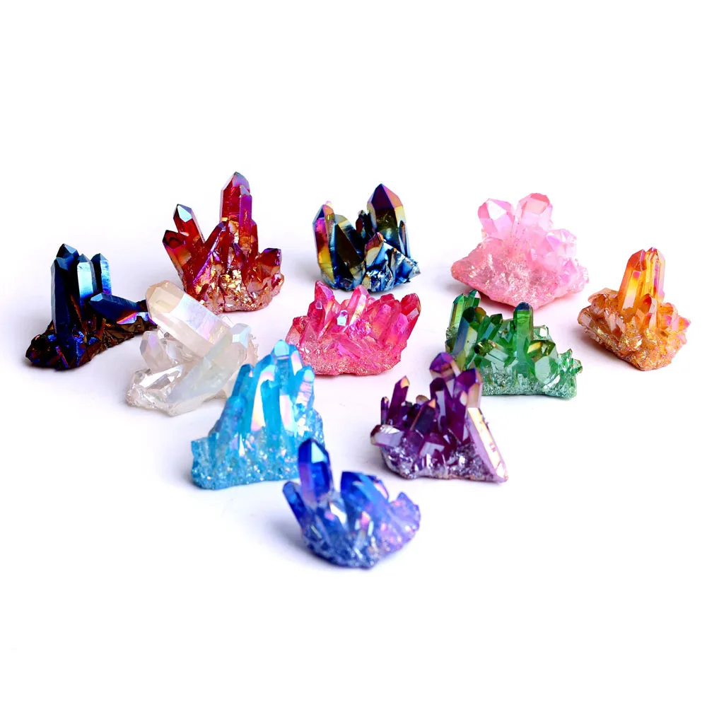 

1pc/50-60g New Various Electroplated Vug Crystal Quartz Specimen Electroplating Crystal Clusters Decoration Gift Healing