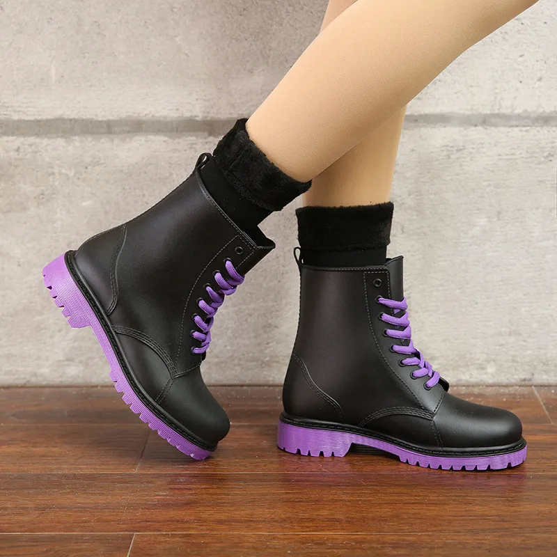 Botines Botas de lluvia moda mujer zapatos para la lluvia al aire libre  botas de invierno señoras botas de agua lluvia zapatos planos zapatos de  mujer - AliExpress Calzado