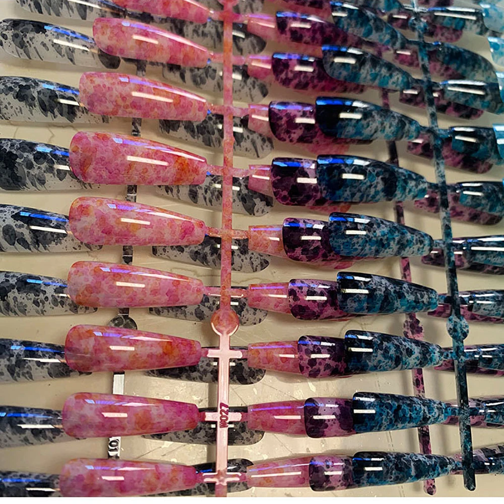 24pcs Glossy Purple Full Cover Press-On Nails