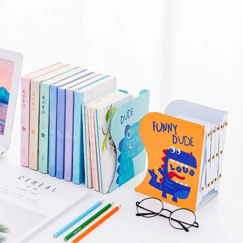 

Dinosaur Metal Retractable Bookends Support Stand Holder Shelf Desk Organizer