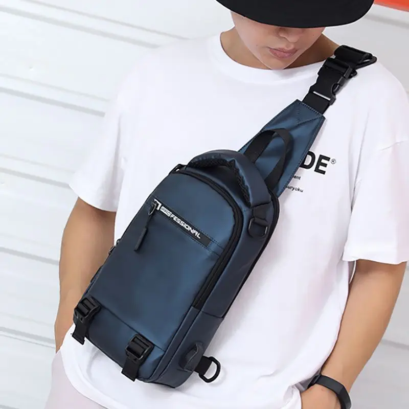 

Usb Filling Flat Bag Single Shoulder Diagonal Multi-Function Chest Multi-Layer Storage Bag Small Backpack