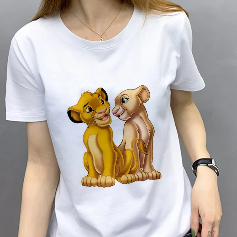 Новая летняя футболка с принтом льва короля из мультфильма футболка женская модная повседневная футболка Harajuku Женская графическая Милая футболка Топы Одежда