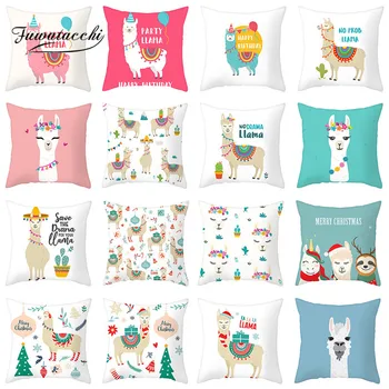 

Fuwatacchi LLAMA Queen Cushion Cover Animal Printed Polyester Pillowcase for Home Sofa Decoration Throw Pillow Covers